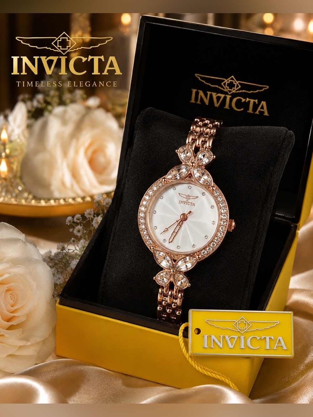 ✨ Invicta Women’s Rose Gold Crystal Accent Watch | New in Box